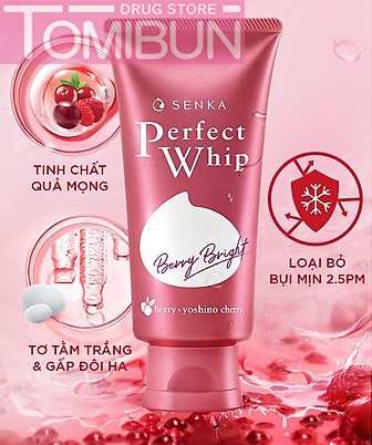 SỮA RỬA MẶT SENKA LÀM SẠCH SÂU & DƯỠNG SÁNG HỒNG PERFECT WHIP BERRY BRIGHT 100G